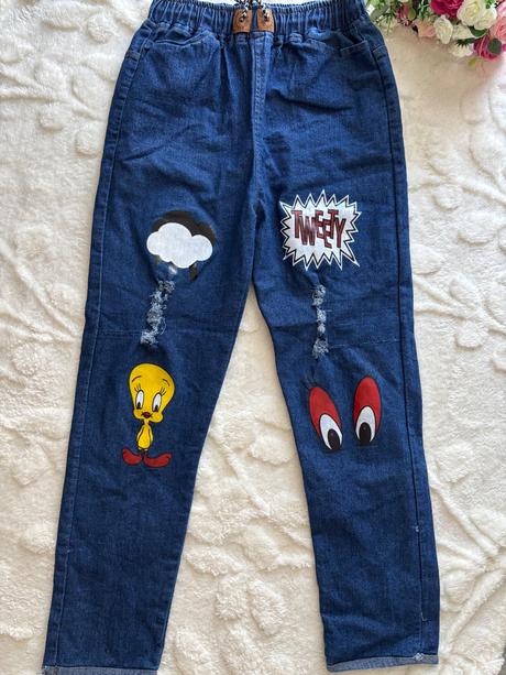 Džiny slabé s tvetty- v.cca 10/11 let, 134