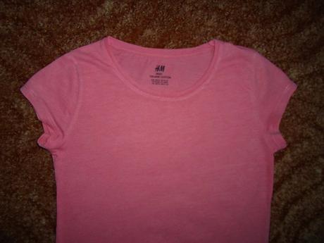 Růžové tričko triko krátký rukáv, h&m,140