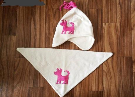 Zimní dívčí fleecová čepice+nákrčník, vel.86/92, 86