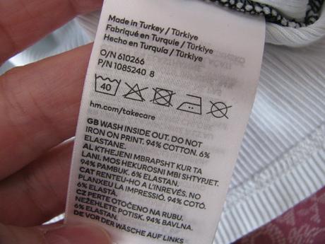 Crop top černo bílé bavlněné tričko h&m, h&m,152