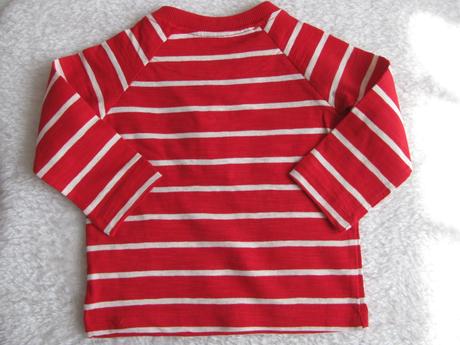 Červené bavlněné tričko s bílým pruhem v.3-6 měs., george,68