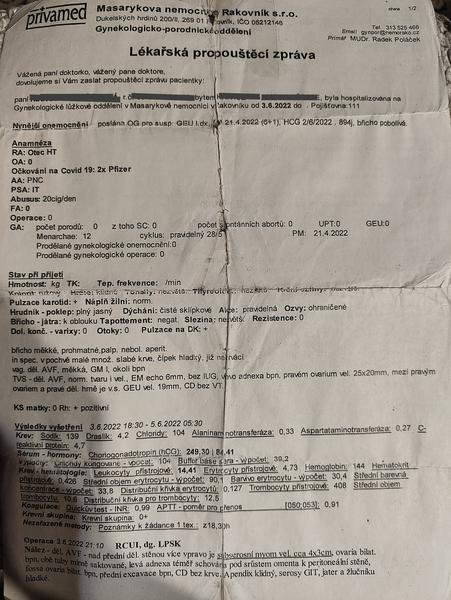 Sactosalpinx v propouštěcí zprávě. Má smysl se pokušet o miminko?