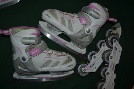 Dívčí brusle v.34-37,lední a kolečkové, 35