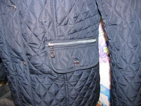 Přechodná tmavě modrá dámská bunda s kapucí, tchibo,40