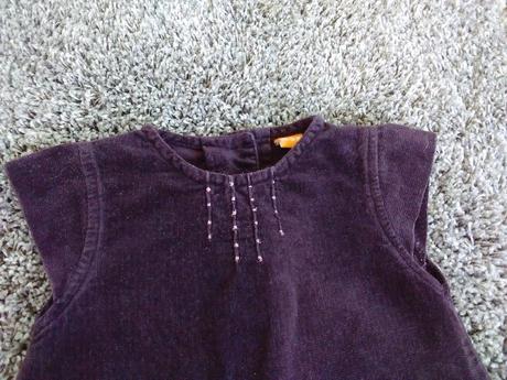 Manchestrové jemné šaty /šatičky/šatovka hnědo-fia, mini mode,80