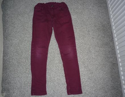 Vínové skinny džíny, vel 140-146, zn. trn, 140