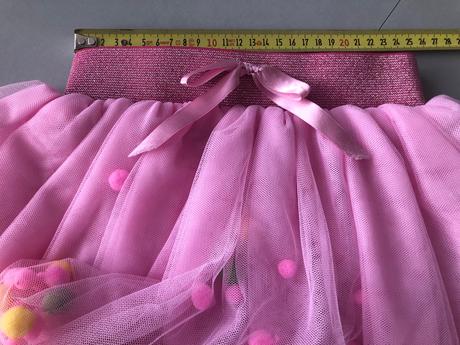 Růžová tutu sukénka mašle bambulky 3-5let, xs