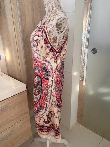 Paisley vzor šaty růžovo/cerno/bezove xs, xs