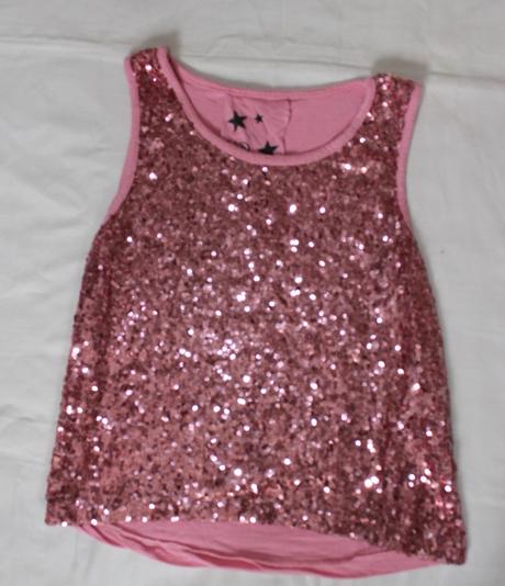 Ob40. růžové tílko s flitry 9-10 let, 140