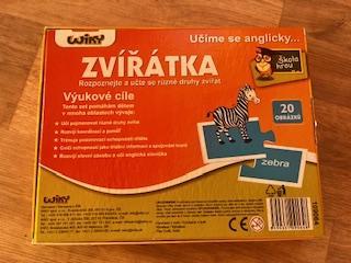 Zvířátka puzzle k učení angličtiny,
