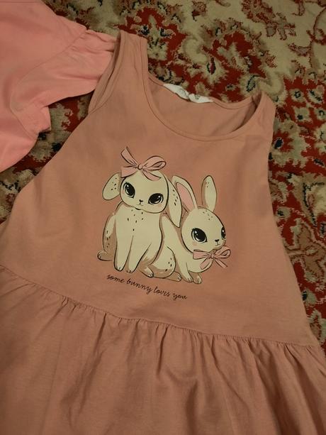 2x šaty se zvířátky, h&m,134