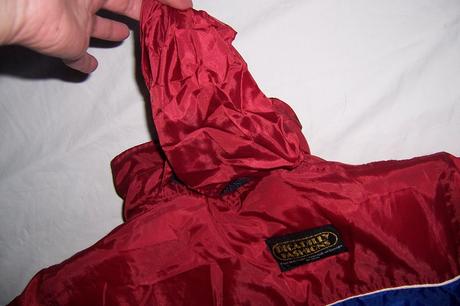 Modro-červeno-černá bunda s podšívkou, 128