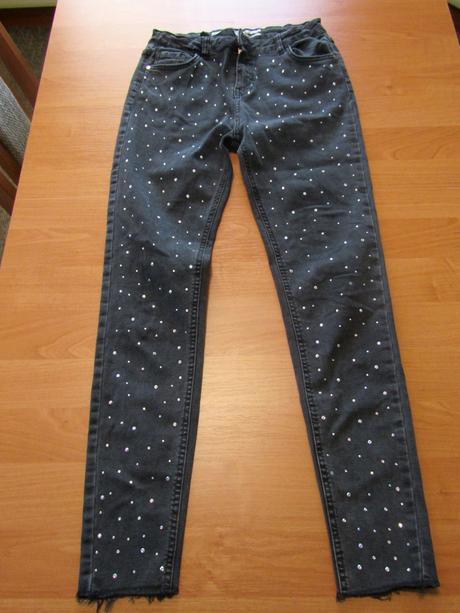 Dívčí zdobené džíny vel 164, denim,164