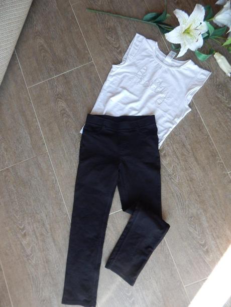 Černe kalhoty  - top stav, 128