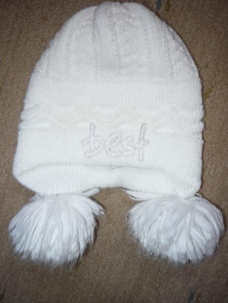 Pletená čepice s bambulkami+rukavičky 110-128, 116