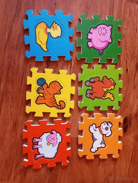 Pěnová podložka pro děti (puzzle čísla + zvířátka), 