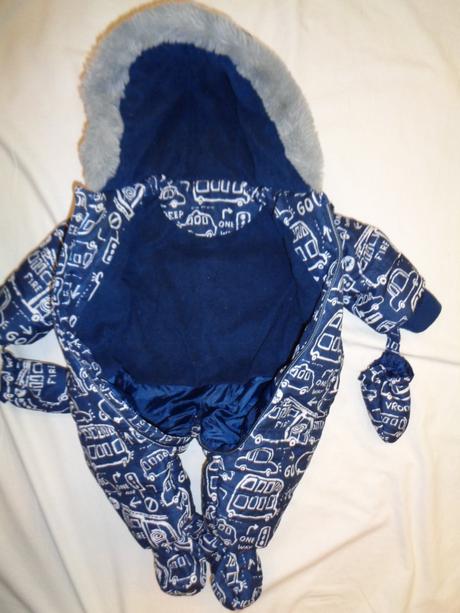 Překrásná zimní modrá autíčková kombinéza, george,68