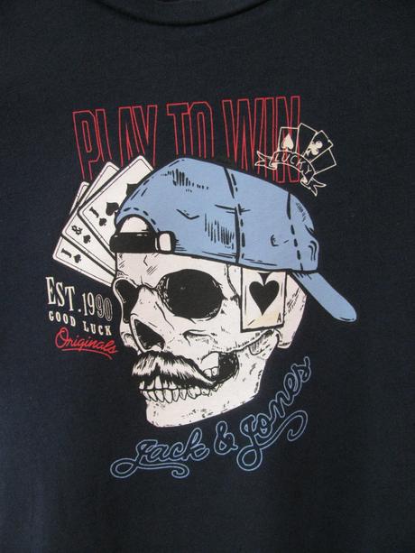 Modré bavlněné tričko s frajerským obrázkem, 140