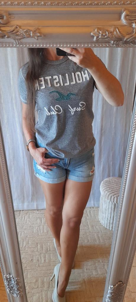 Hollister šedé melírové tričko, hollister,s