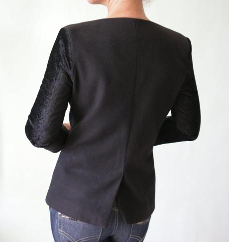 Dámske čierne sako - vlna a zamat veľ. s, s