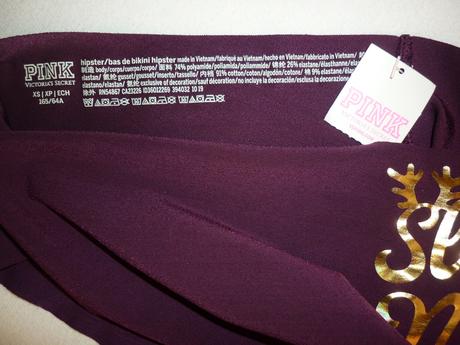 Vínové kalhotky pink victorias secret, victoria's secret,xs