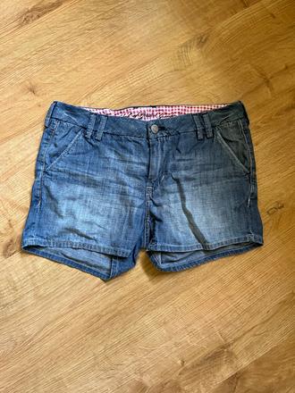 Džínové riflové kraťasy šortky, h&m,164