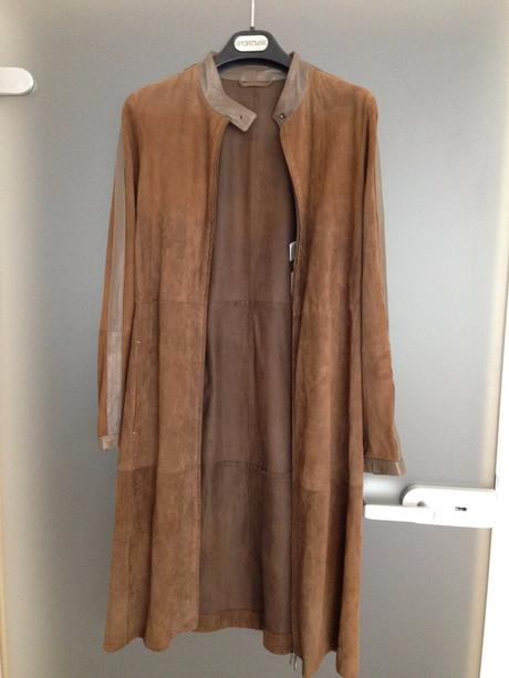 Luxusní kabát kůže max mara vintage vel.36,s khaki, s