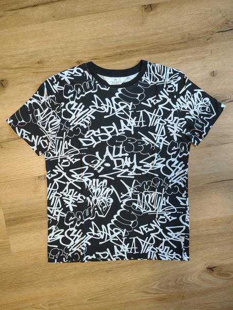Chlapecké bavlněné triko kr. ruk. h&m 158/164 graf, h&m,158