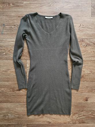 Úpletové olivové šaty d.d. style vel. xs, xs