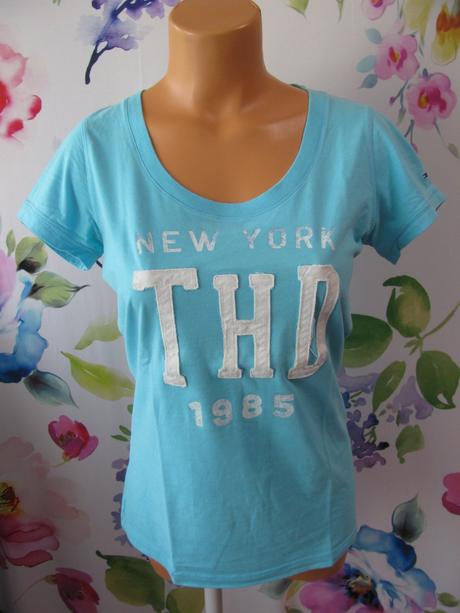 Bavlněné modré tričko s nápisem th, tommy hilfiger,m