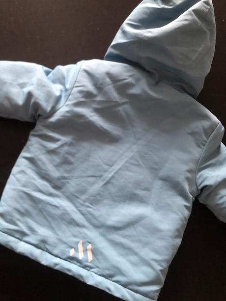 Šedomodrá bunda s kapucí, 80