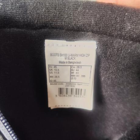 Pánské zimní černé boty sněhule quechua vel 45, quechua,45