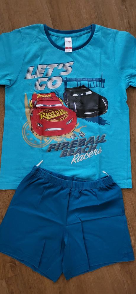 3x krátké pyžamo mickey, cars, batman vel. 134/140, c&a,134