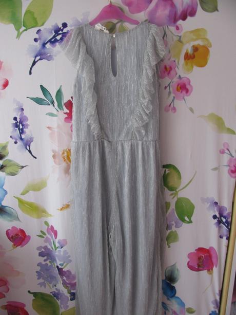 Společenský šedostříbrný kalhotový overal, h&m,152