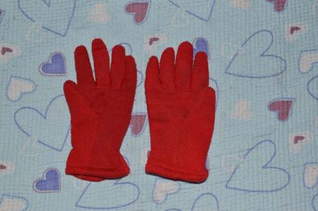 Červené látkové/úpletové vyteplené rukavice, 110