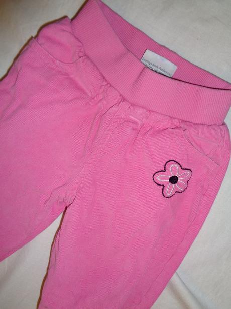 Luxusní růžové manžestráky - podšité a vyteplené, topolino,74