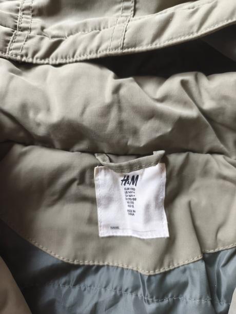 Khaki bunda parka s růžemi 170, s/m, h&m,170