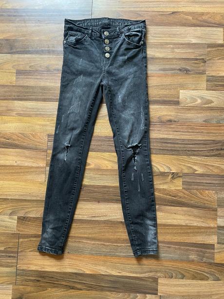 Děrované džíny na knoflíky, vel, neuvedena cca xs,, xs