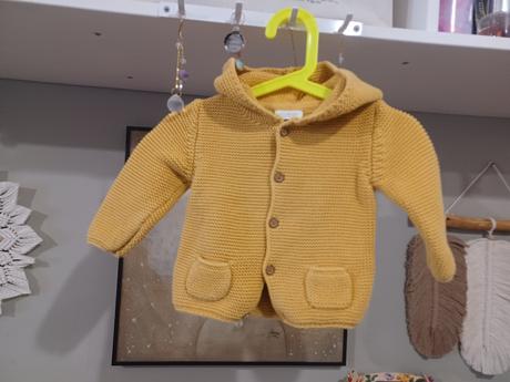 Pletený hořčicový svetr na knoflíky, next,74