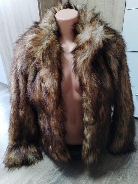 Chlupatá kožíšková bunda h&m vel xs/s, h&m,xs
