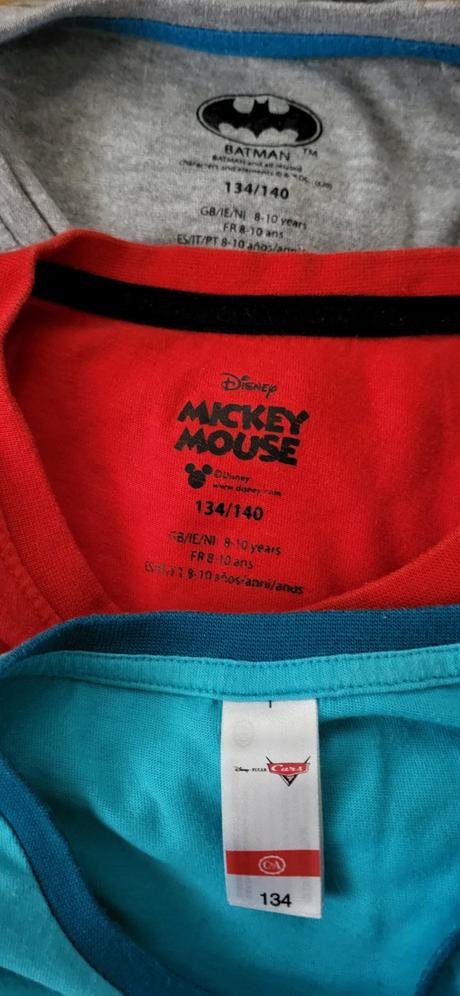 3x krátké pyžamo mickey, cars, batman vel. 134/140, c&a,134