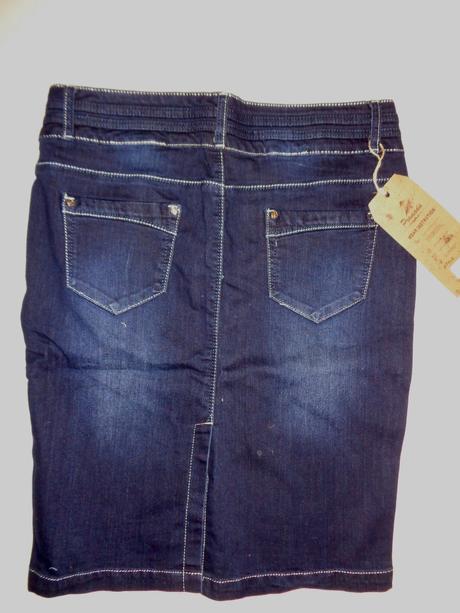 Luxusní elastická tmavomodrá riflová sukně, promod,32