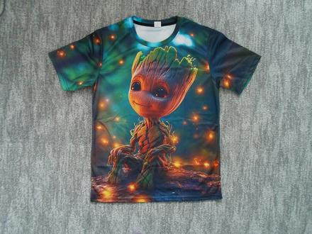 Zelené hnědé tričko triko krátký rukáv groot, m