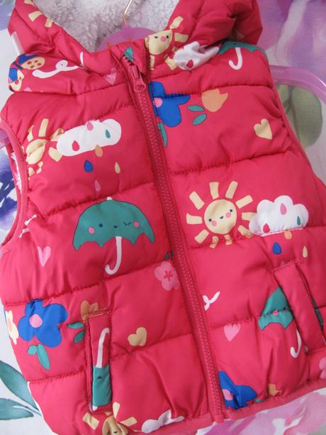 Růžová prošívaná zateplená vesta s kapucí, f&f,68