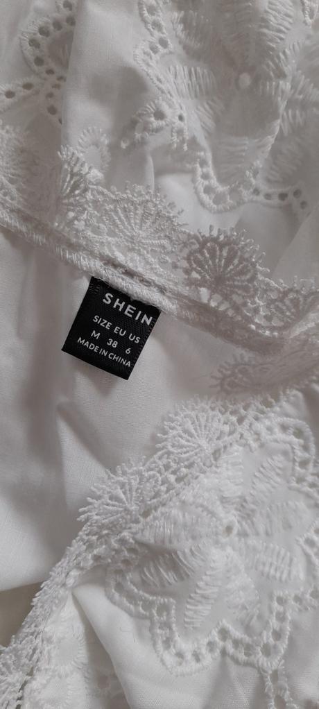 Shein bílá vyšívaná halenka s volánky, m