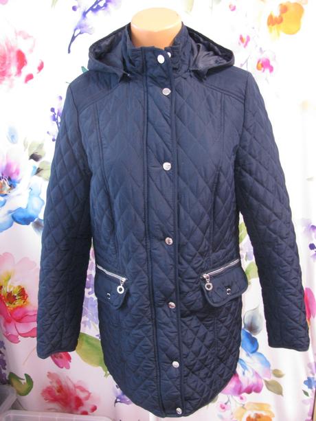 Přechodná tmavě modrá dámská bunda s kapucí, tchibo,40