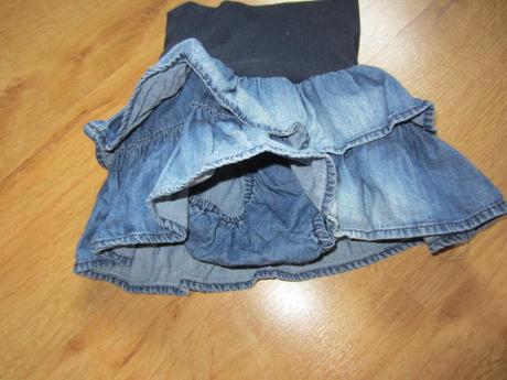 Džínová volánková sukně se všitýma kalhotkama, h&m,74