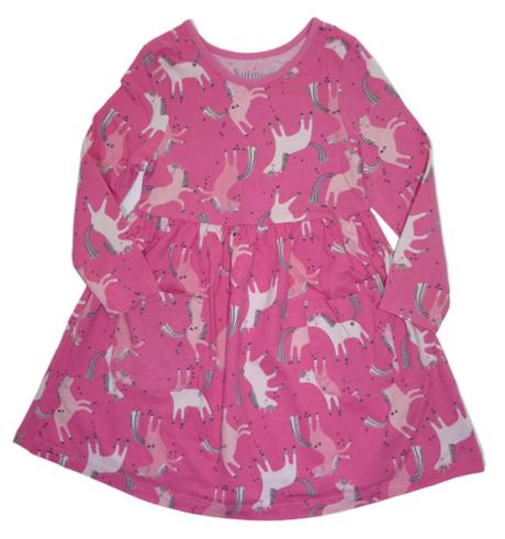 Bavlněné šaty s jednorožci vel.98, nutmeg,98