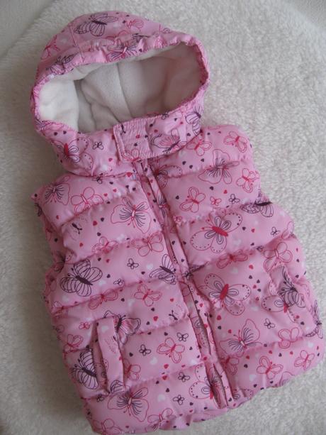 Zateplená růžová vesta s kapucí s hřejivou podšív., early days,80