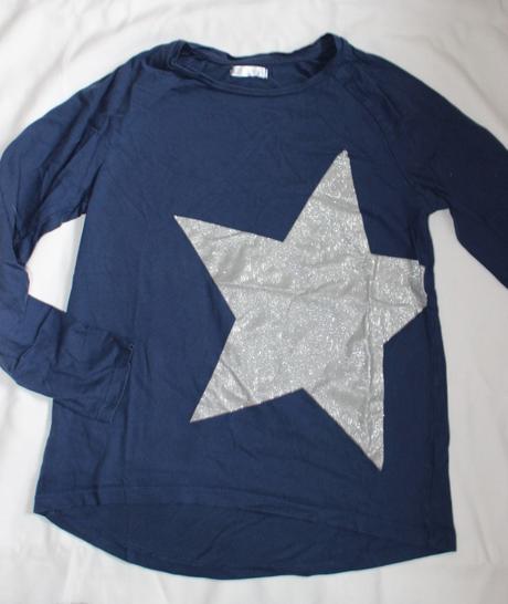 Po44. tm.modré tričko se stříbrnou hvězdou 8-9 let, pepco,134